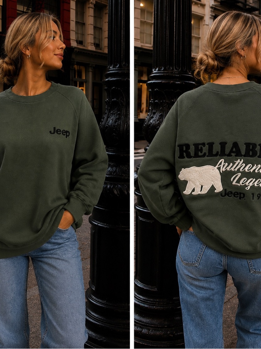 Jeep XL crewneck olive green